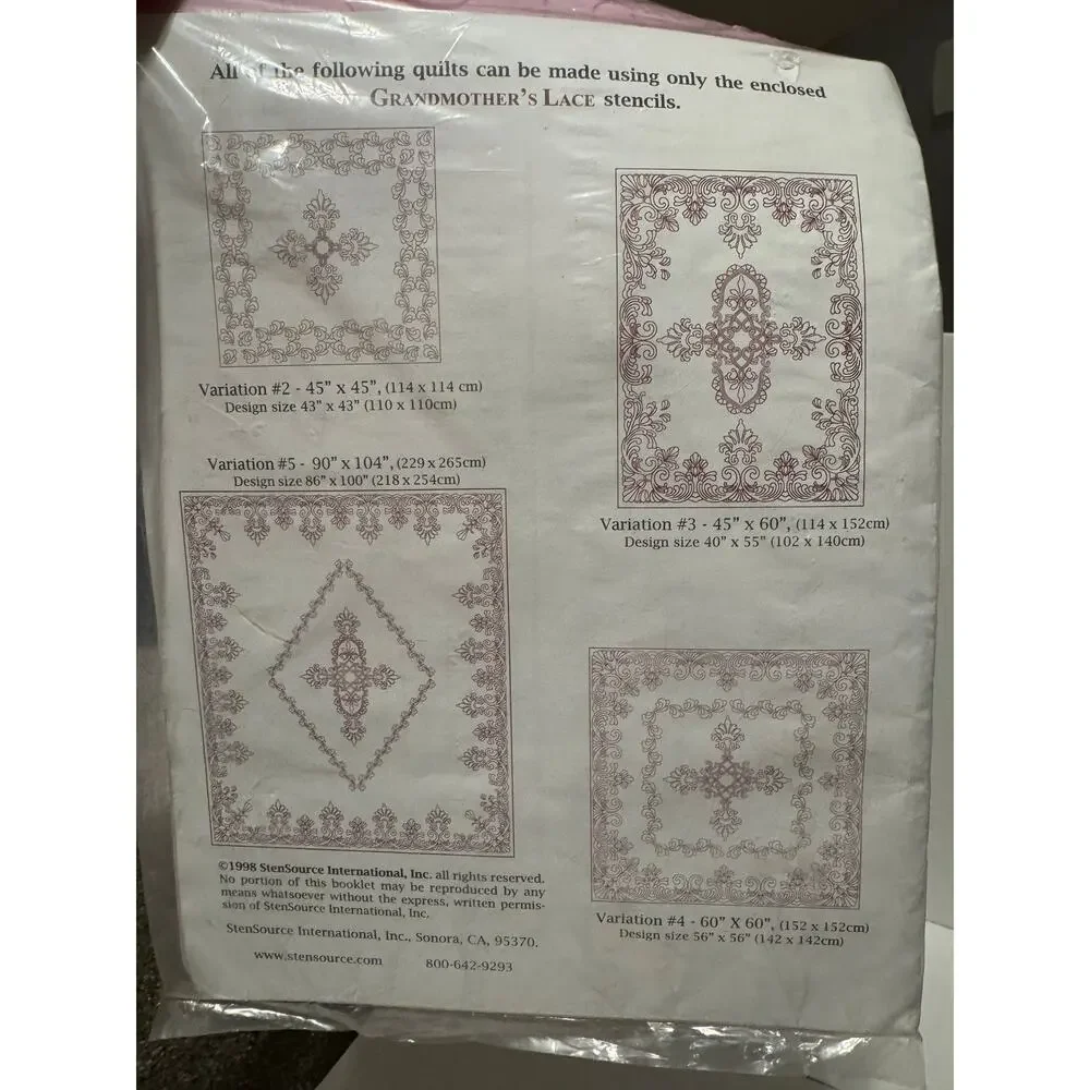 Vintage Grandmother’s Lace G1002 Whole Cloth Quilt Stencil Set New Sealed